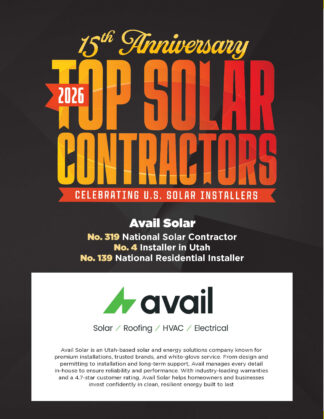 Framed Awards: 1-page featuring Top Solar Contractors logo